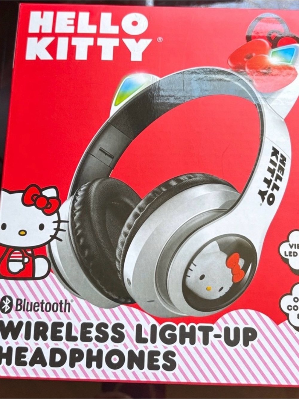 Hello Kitty Silver and Black Wireless Light-Up Headphones